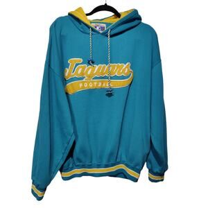 Vintage NFL Starter Jaguars Sz XXL Hoodie Sweatshirt Aqua Yellow Banned Logo